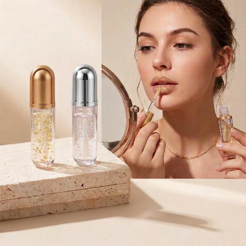 Ulei de buze 2 în 1 cu particule aurii 24K – 3Q Beauty OL-104