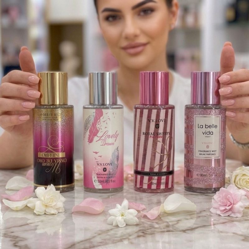 Set 4 sprayuri parfumate irezistibile 85 ml mix 9058-58 fragrance mist pentru corp